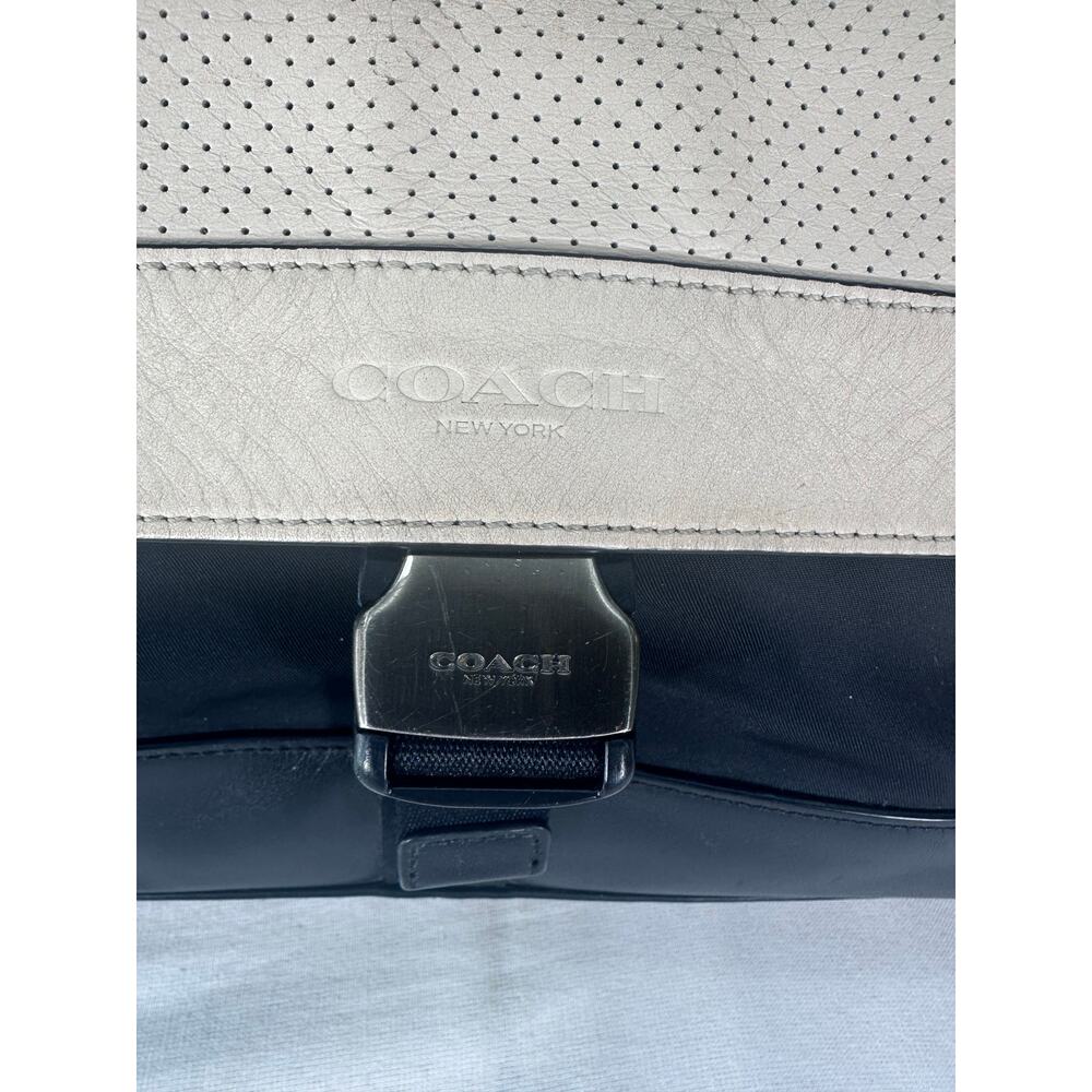 Coach Bike Bag Off White Leather & Black Nylon Messenger Bag Adj. Strap F71968 - Picture 4 of 16